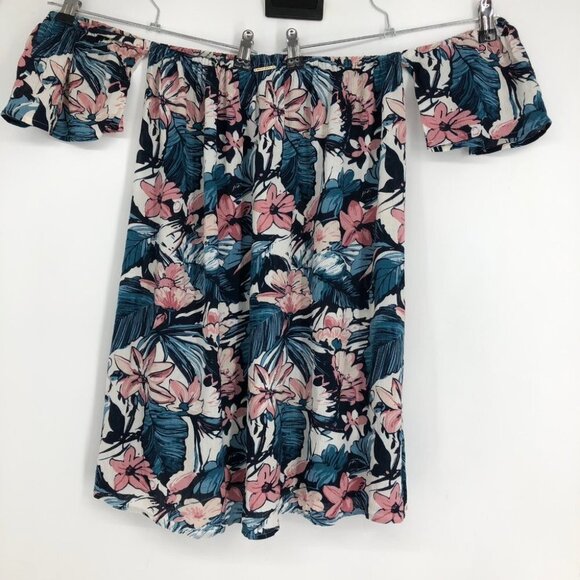 Spiritual Gangster Blue Floral Waikiki Off the Shoulder micro mini dress size S - Picture 5 of 13
